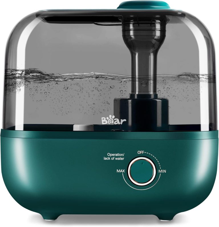 BEAR Humidificateur 5L à Remplissage par Le Haut, 28 dB Ultra Silencieux Pour Bébés et Plantes, avec Plateau D’arômes, Buse à Vapeur Rotative à 360°, Arrêt Automatique