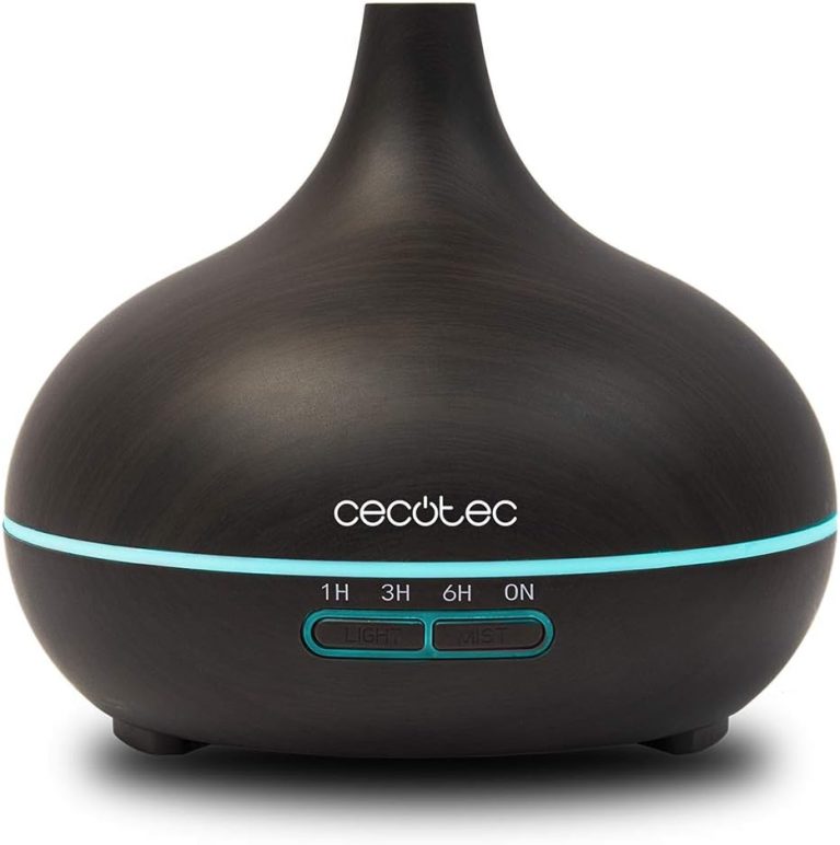 Cecotec Humidificateur Ultrasonique Pure Aroma 300 Ying, diffuseur de parfum, minuterie 10 heures, 7 couleurs LED, 300 ml, finition en bois